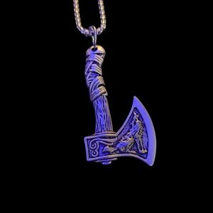 Silver Viking Axe Pendant Necklace